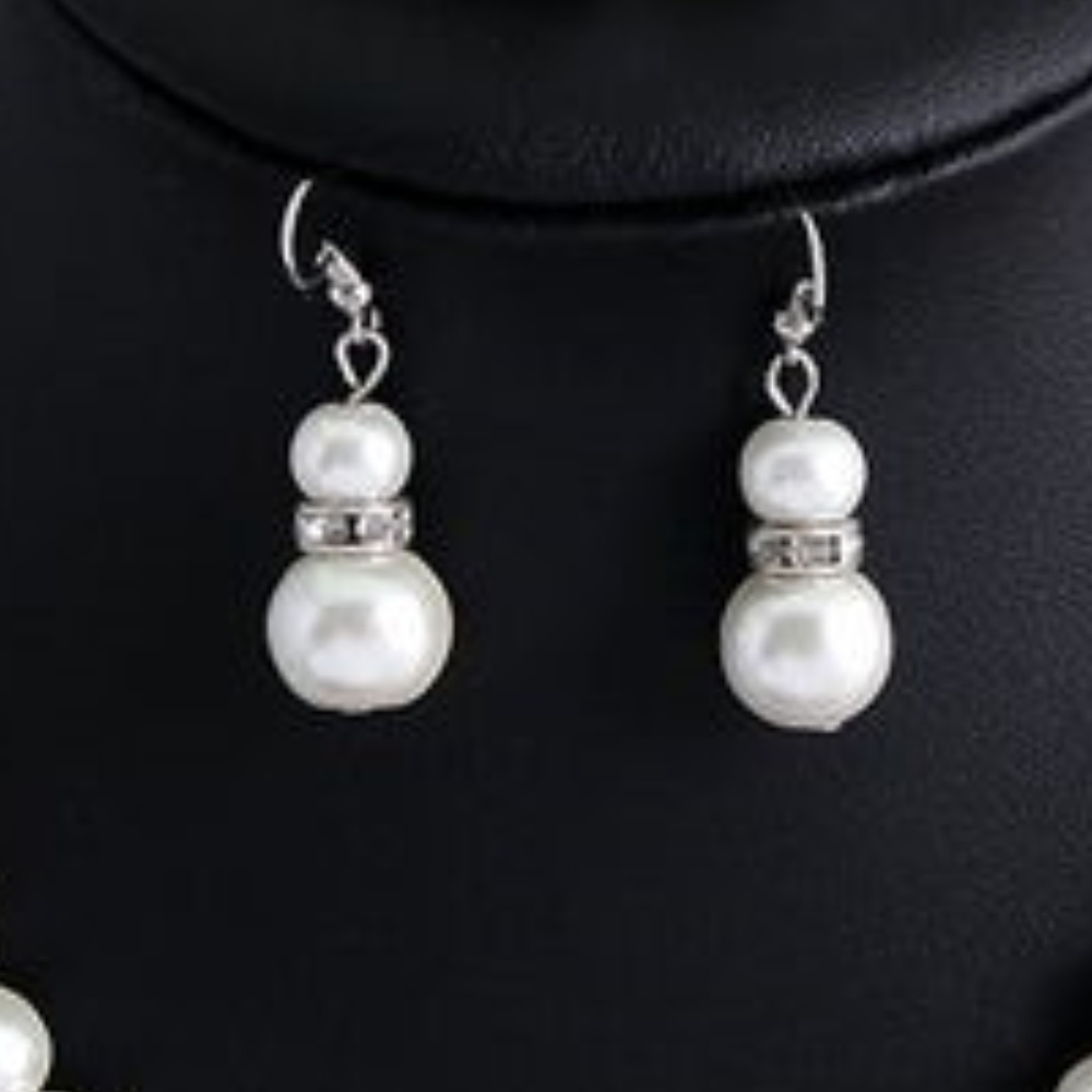 Pearl Jewelry Set/Earrings/Necklace/Bracelet - Picture 3 of 3